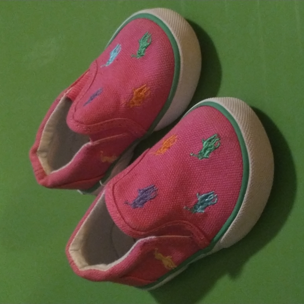 Polo by Ralph Lauren Girls Pink Canvas Sneakers size 4